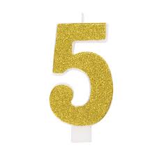 Glitter Number "5" Candle