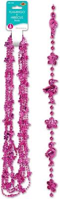 Flamingo & Hibiscus Beaded Necklaces - 6ct.