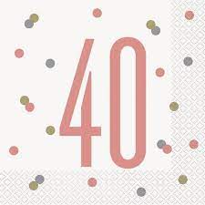 Rose Gold Glitz And Glam 40th Birthday Luncheon Napkin