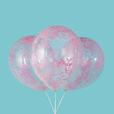 Lovely Pink Paper Confetti Clear Latex Balloons 6pcs