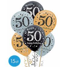 Sparkling Birthday Age 50 Latex Balloons 15pcs