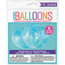 Blue Paper Confetti Latex Balloons 6pcs