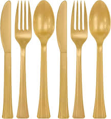 Gold Assorted Plastic Cutlery - 200ct.
