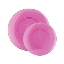 Neon Pink Plastic 10" Plates - 4ct.