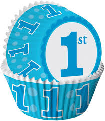 Blue 1st Birthday Baking Cup - 75ct.
