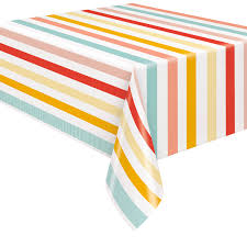 Summer Party Striped Rectangular Plastic Tablecover
