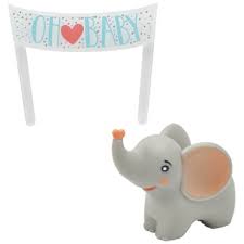 OH BABY ELEPHANT CAKE TOPPER 2PC SET