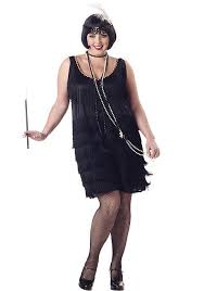 Black Fashion Flapper Costume - Plus Size