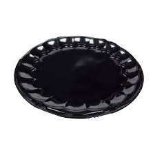 18" Black Round Tray w/Ornate Edge