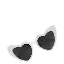 White Glitter Heart Shaped Glasses