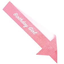 Pink Glitter Birthday Girl Sash