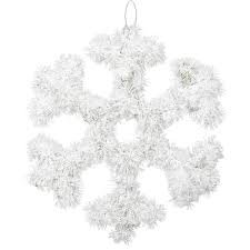 White Tinsel Snowflake Decoration
