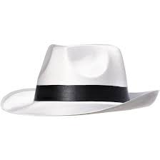 White Gangster Hat with Black Band