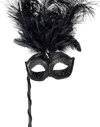 Black Venetian Mask on Stick
