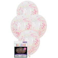 Neon Paper Confetti Clear Latex Balloons 6pcs