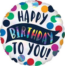 18" General Birthday Helium Filled Mylar Balloon