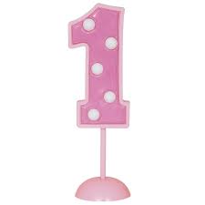 Pink #1 Light Up Cake Decoration