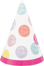 Pink Polka Dot Party Mini Hats. - 8ct.