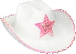 White Cowgirl Hat with Pink Star