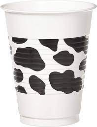 Plastic Cow Print 16oz. Cups