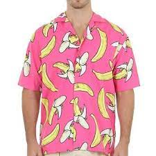 Hot Pink Banana Print Hawaiian Shirt