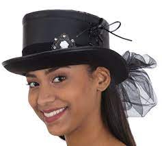 Black Steampunk Top Hat with Veil
