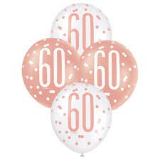 Rose Gold Glitz And Glam 60th Birthday Latex Balloons