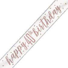 Rose Gold Glitz And Glam 40th Birthday Mylar Banner