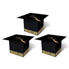 Black Grad Cap Favor Boxes - 3ct