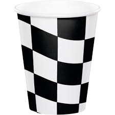 Black & White Checkered Flag 9oz. Paper Cups