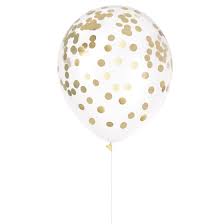 Clear Latex Balloons W/ Gold Confetti