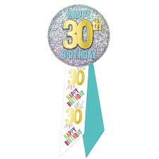 30th Birthday Button With Ribbon