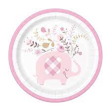 Pink Elephant 6 3/4 Paper Plate