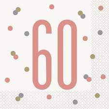 Rose Gold Glitz And Glam 60th Birthday Luncheon Napkin
