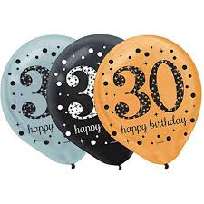 Sparkling Birthday Age 30 Latex Balloons 15pcs