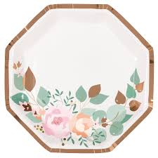 Pink Blooms 9.25" Paper Plates - 8ct.