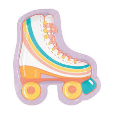Rainbow Roller Skate Shaped Plates - 8ct.