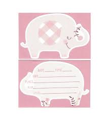 Pink Elephant Baby Shower Invitations