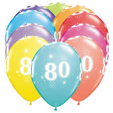 80th Birthday Latex Balloons