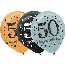 Sparkling Birthday Age 50 Latex Balloons 15pcs
