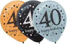 Sparkling Birthday Age 40 Latex Balloons 15pcs
