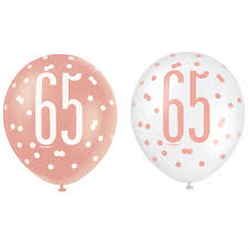 65th Birthday Glitz Latex Balloons 6ct
