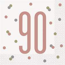 Rose Gold Glitz And Glam 90th Birthday Luncheon Napkin