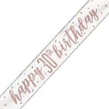 Rose Gold Glitz And Glam 30th Birthday Mylar Prism Banner