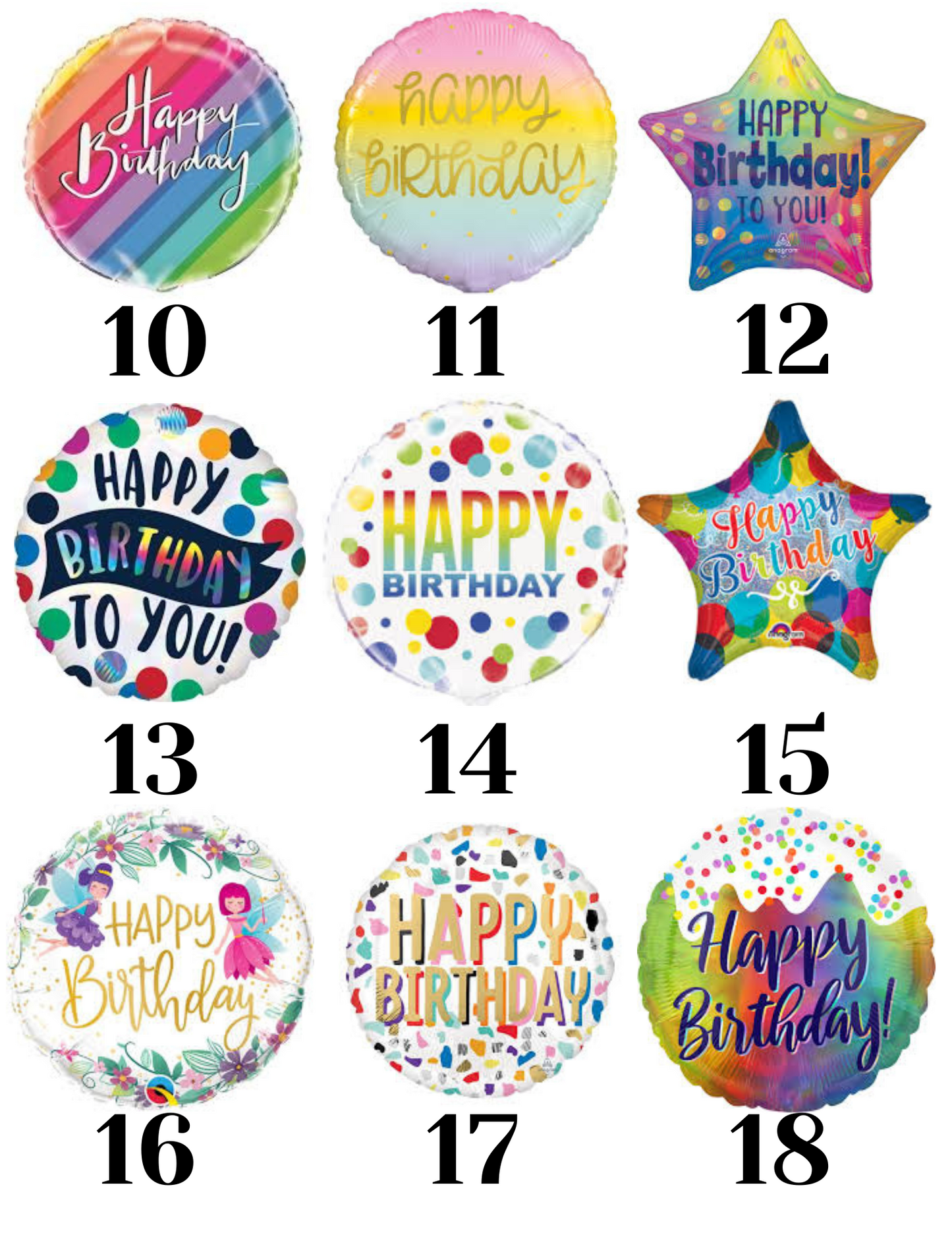 18" General Birthday Helium Filled Mylar Balloon