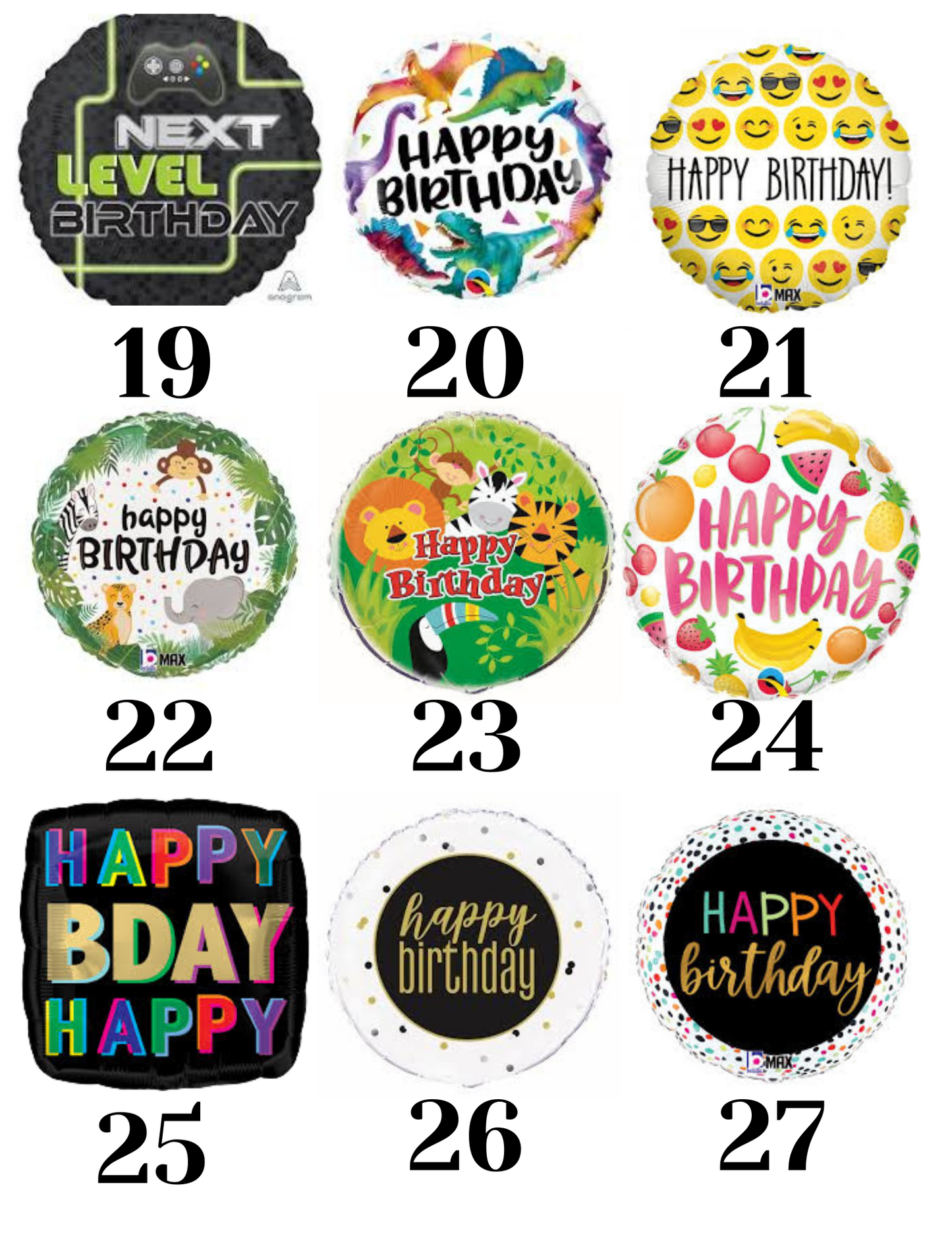 18" General Birthday Helium Filled Mylar Balloon