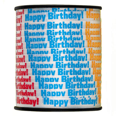 Happy Birthday Primary Curling Ribbon - 75'