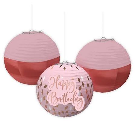 Blush Birthday Lanterns - 3ct.