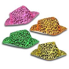 Plastic Neon Animal Print Gangster Hats