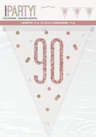 Copy of Rose Gold Glitz And Glam 90th Birthday Mylar Pennant Banner